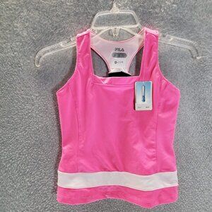 Fila Girls Tank Top Small Pink Coolmax Sleeveless Square‎ Neck Pullover NTW